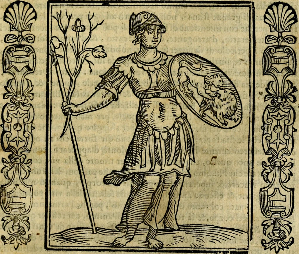 An illustration from Iconologia, overo, Descrittione d'imagini delle virtu', vitii, affetti, passioni humane, corpi celesti, mondo e sue parti, 1611, leaf 214
