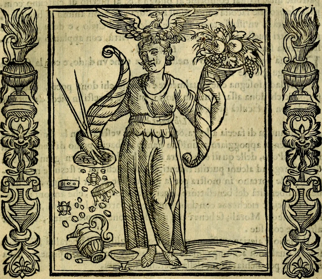 An illustration from Iconologia, overo, Descrittione d'imagini delle virtu', vitii, affetti, passioni humane, corpi celesti, mondo e sue parti, 1611, leaf 346