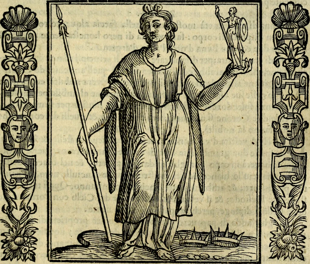 An illustration from Iconologia, overo, Descrittione d'imagini delle virtu', vitii, affetti, passioni humane, corpi celesti, mondo e sue parti, 1611, leaf 416