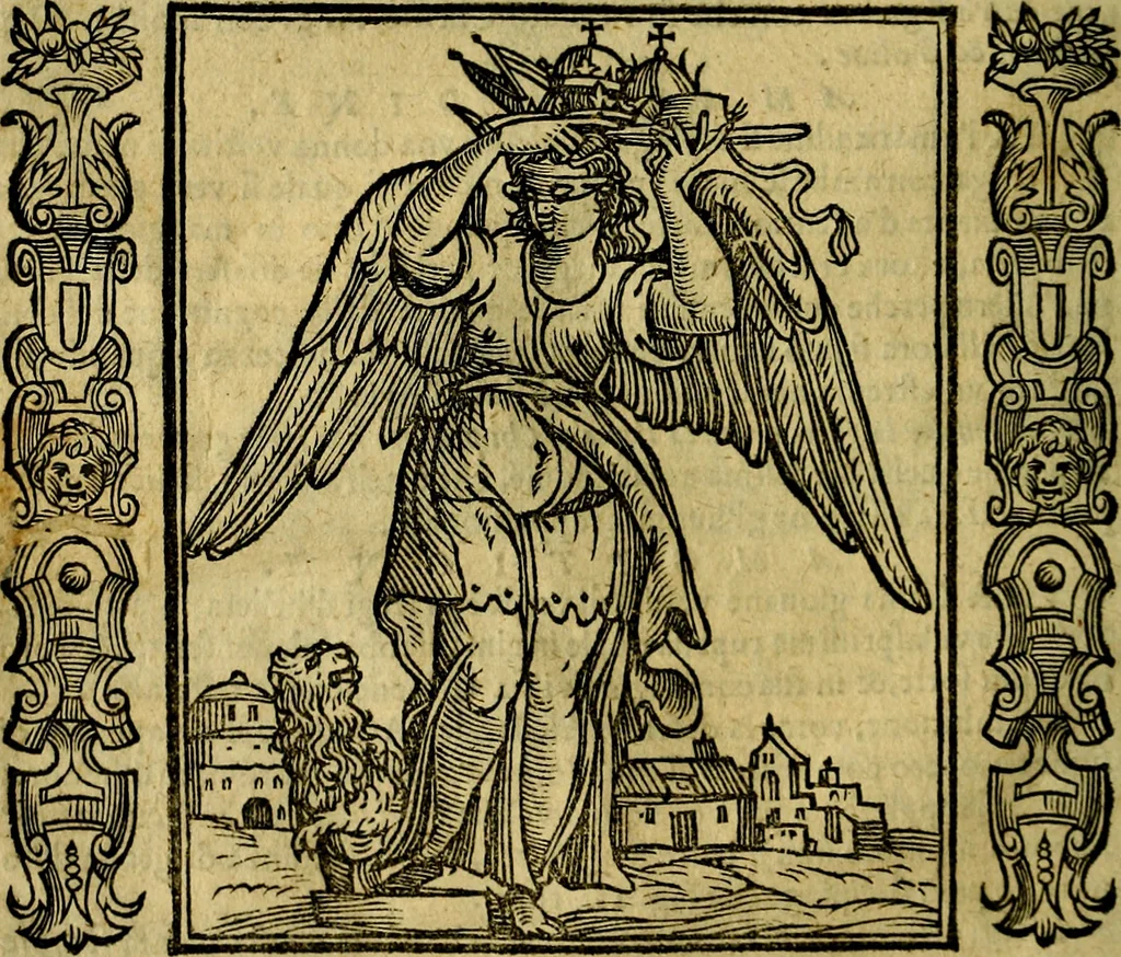 An illustration from Iconologia, overo, Descrittione d'imagini delle virtu', vitii, affetti, passioni humane, corpi celesti, mondo e sue parti, 1611, leaf 49