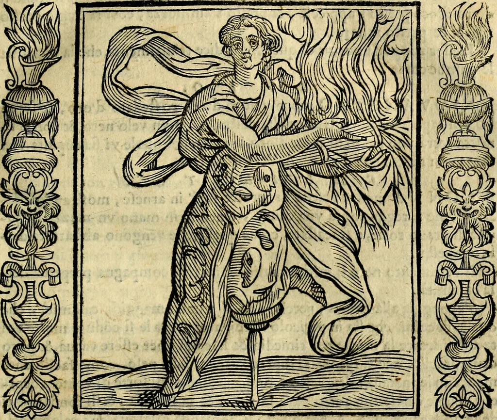 An illustration from Iconologia, overo, Descrittione d'imagini delle virtu', vitii, affetti, passioni humane, corpi celesti, mondo e sue parti, 1611, leaf 88
