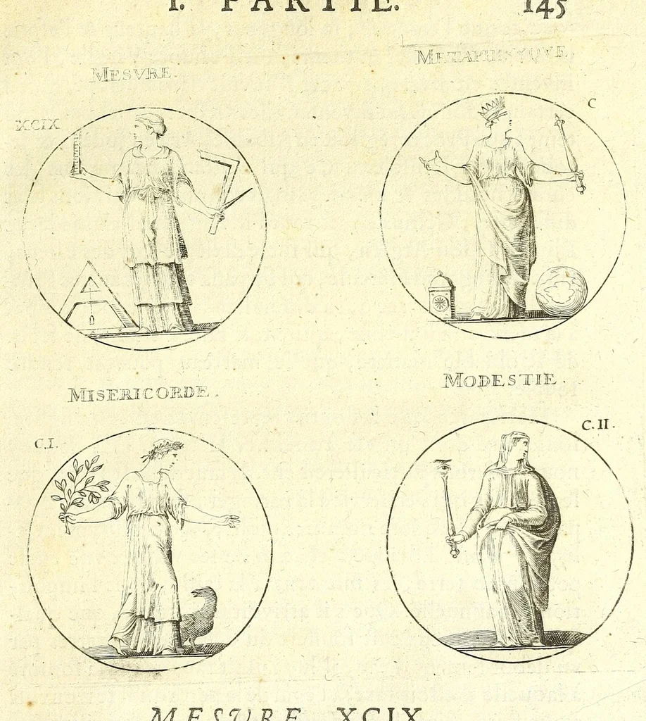 An illustration from Iconologie, ou Nouvelle explication de plusieurs images, emblemes, & autres figures hyerogliphiques des vertus, des vices, des arts, des sciences, des causes naturelles, des humeurs differentes, des passions humaines, &c. Divisée en deux parties, 1677, leaf 169