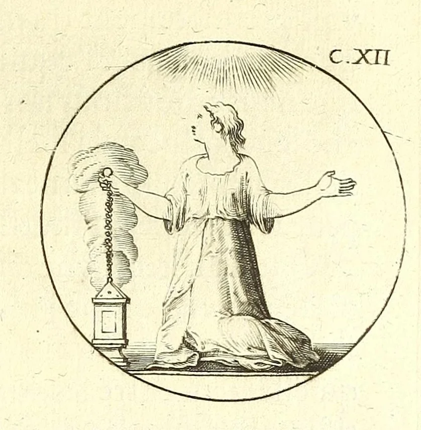 An illustration from Iconologie, ou Nouvelle explication de plusieurs images, emblemes, & autres figures hyerogliphiques des vertus, des vices, des arts, des sciences, des causes naturelles, des humeurs differentes, des passions humaines, &c. Divisée en deux parties, 1677, leaf 191