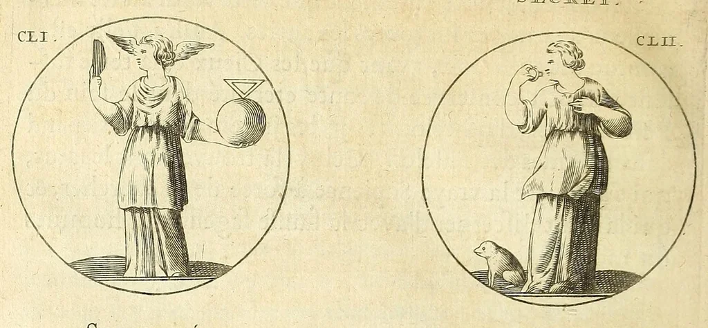 An illustration from Iconologie, ou Nouvelle explication de plusieurs images, emblemes, & autres figures hyerogliphiques des vertus, des vices, des arts, des sciences, des causes naturelles, des humeurs differentes, des passions humaines, &c. Divisée en deux parties, 1677, leaf 252