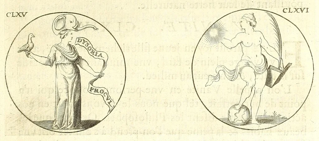 An illustration from Iconologie, ou Nouvelle explication de plusieurs images, emblemes, & autres figures hyerogliphiques des vertus, des vices, des arts, des sciences, des causes naturelles, des humeurs differentes, des passions humaines, &c. Divisée en deux parties, 1677, leaf 269