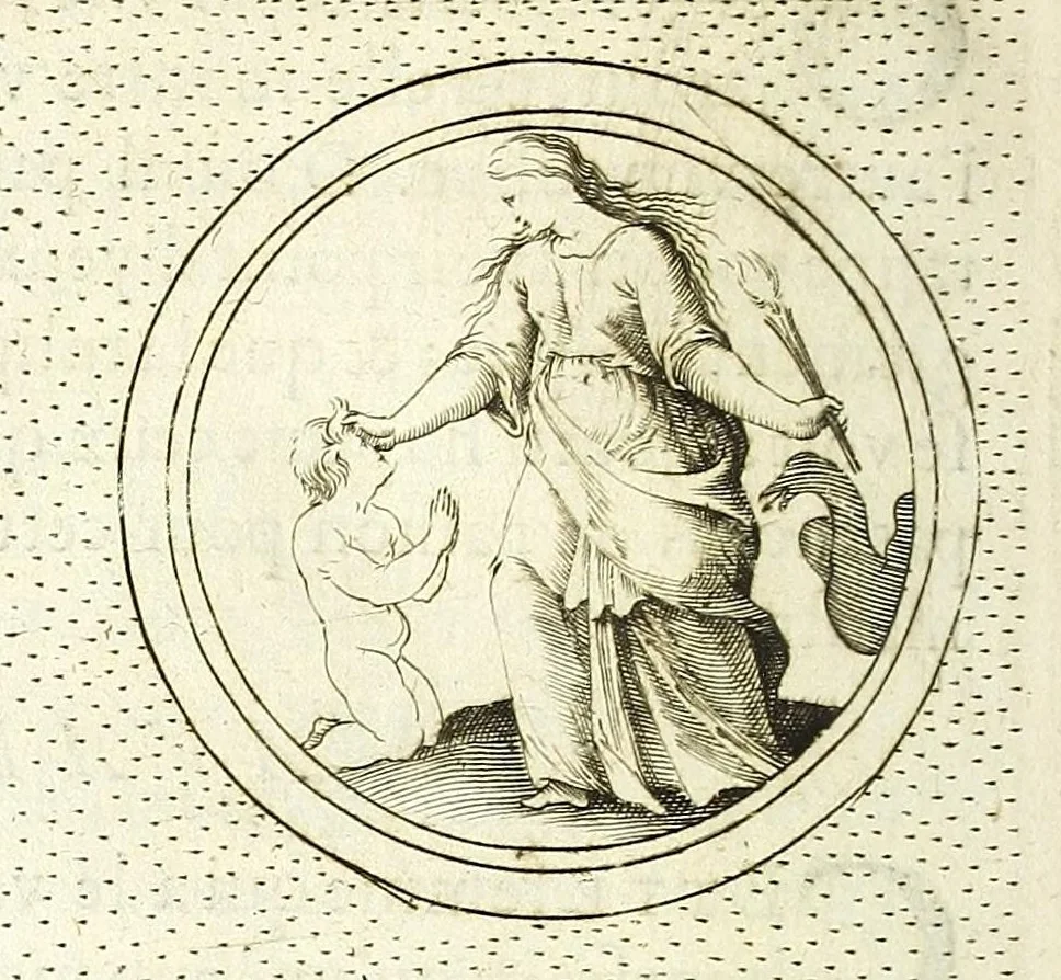 An illustration from Iconologie, ou Nouvelle explication de plusieurs images, emblemes, & autres figures hyerogliphiques des vertus, des vices, des arts, des sciences, des causes naturelles, des humeurs differentes, des passions humaines, &c. Divisée en deux parties, 1677, leaf 480