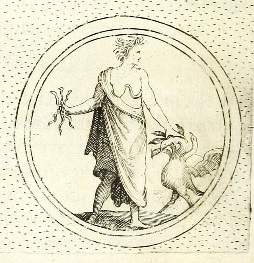 An illustration from Iconologie, ou Nouvelle explication de plusieurs images, emblemes, & autres figures hyerogliphiques des vertus, des vices, des arts, des sciences, des causes naturelles, des humeurs differentes, des passions humaines, &c. Divisée en deux parties, 1677, leaf 486