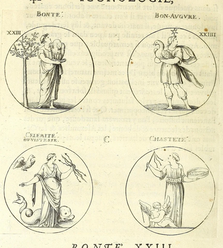 An illustration from Iconologie, ou Nouvelle explication de plusieurs images, emblemes, & autres figures hyerogliphiques des vertus, des vices, des arts, des sciences, des causes naturelles, des humeurs differentes, des passions humaines, &c. Divisée en deux parties, 1677, leaf 66