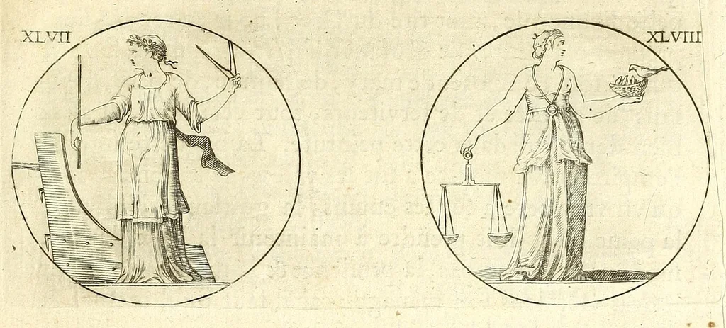 An illustration from Iconologie, ou Nouvelle explication de plusieurs images, emblemes, & autres figures hyerogliphiques des vertus, des vices, des arts, des sciences, des causes naturelles, des humeurs differentes, des passions humaines, &c. Divisée en deux parties, 1677, leaf 97