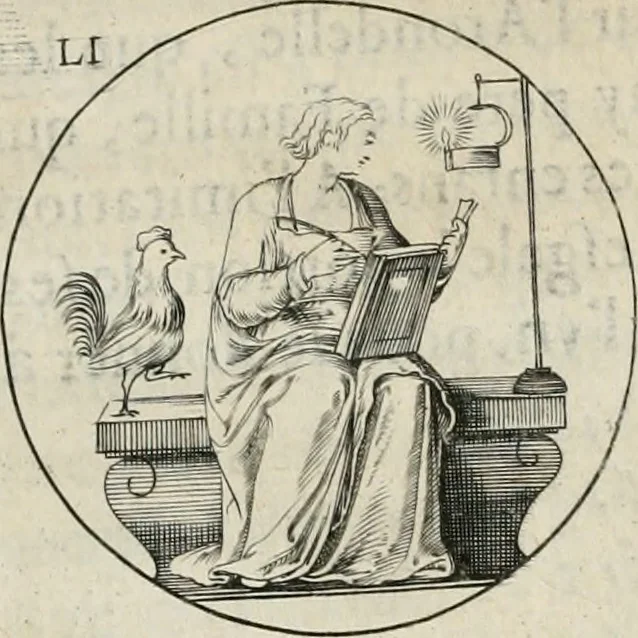 An illustration from Iconologie, ov, explication novvelle : de plvsievrs images, emblemes, et avtres figvres hyerogliphiques des vertus, des vices, des arts, des sciences, des causes naturelles, des humeurs differentes, & des passions humaines : oevvre necessaire a tovte sorte d'esprits, et particvlierement a cevx qvi aspirent ..., 1636, leaf 103
