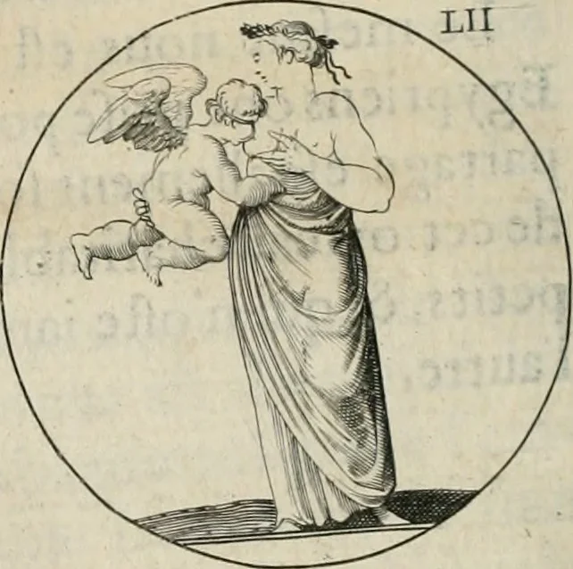 An illustration from Iconologie, ov, explication novvelle : de plvsievrs images, emblemes, et avtres figvres hyerogliphiques des vertus, des vices, des arts, des sciences, des causes naturelles, des humeurs differentes, & des passions humaines : oevvre necessaire a tovte sorte d'esprits, et particvlierement a cevx qvi aspirent ..., 1636, leaf 103
