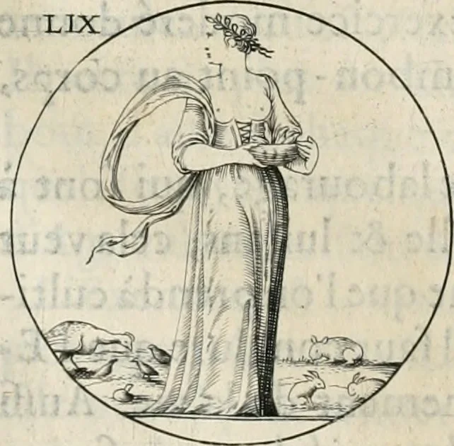 An illustration from Iconologie, ov, explication novvelle : de plvsievrs images, emblemes, et avtres figvres hyerogliphiques des vertus, des vices, des arts, des sciences, des causes naturelles, des humeurs differentes, & des passions humaines : oevvre necessaire a tovte sorte d'esprits, et particvlierement a cevx qvi aspirent ..., 1636, leaf 111