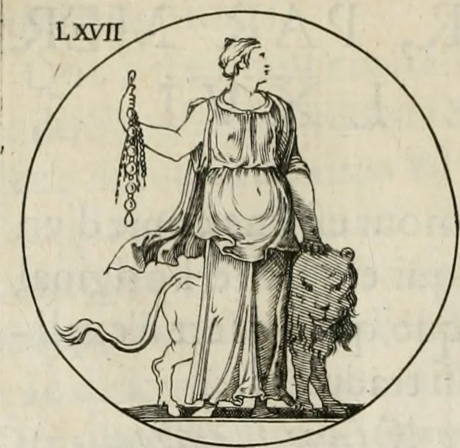 An illustration from Iconologie, ov, explication novvelle : de plvsievrs images, emblemes, et avtres figvres hyerogliphiques des vertus, des vices, des arts, des sciences, des causes naturelles, des humeurs differentes, & des passions humaines : oevvre necessaire a tovte sorte d'esprits, et particvlierement a cevx qvi aspirent ..., 1636, leaf 127