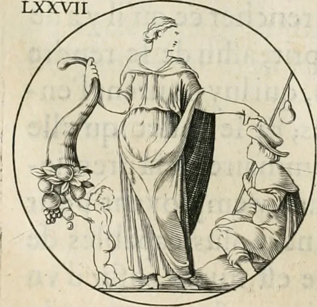 An illustration from Iconologie, ov, explication novvelle : de plvsievrs images, emblemes, et avtres figvres hyerogliphiques des vertus, des vices, des arts, des sciences, des causes naturelles, des humeurs differentes, & des passions humaines : oevvre necessaire a tovte sorte d'esprits, et particvlierement a cevx qvi aspirent ..., 1636, leaf 135