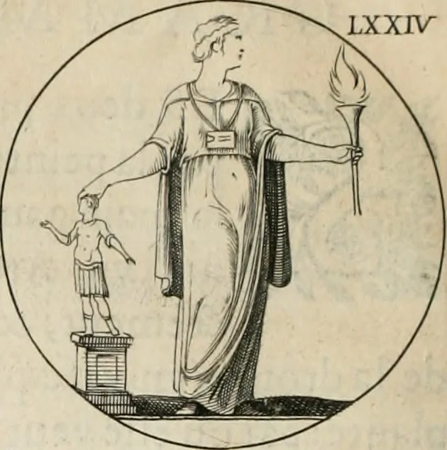 An illustration from Iconologie, ov, explication novvelle : de plvsievrs images, emblemes, et avtres figvres hyerogliphiques des vertus, des vices, des arts, des sciences, des causes naturelles, des humeurs differentes, & des passions humaines : oevvre necessaire a tovte sorte d'esprits, et particvlierement a cevx qvi aspirent ..., 1636, leaf 135