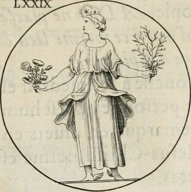 An illustration from Iconologie, ov, explication novvelle : de plvsievrs images, emblemes, et avtres figvres hyerogliphiques des vertus, des vices, des arts, des sciences, des causes naturelles, des humeurs differentes, & des passions humaines : oevvre necessaire a tovte sorte d'esprits, et particvlierement a cevx qvi aspirent ..., 1636, leaf 143