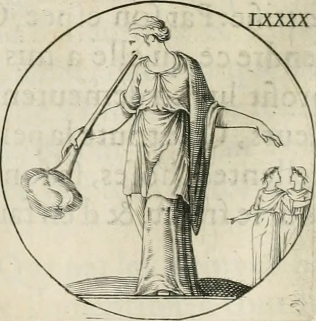 An illustration from Iconologie, ov, explication novvelle : de plvsievrs images, emblemes, et avtres figvres hyerogliphiques des vertus, des vices, des arts, des sciences, des causes naturelles, des humeurs differentes, & des passions humaines : oevvre necessaire a tovte sorte d'esprits, et particvlierement a cevx qvi aspirent ..., 1636, leaf 153