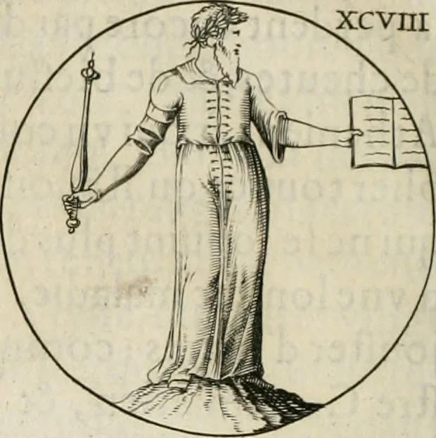 An illustration from Iconologie, ov, explication novvelle : de plvsievrs images, emblemes, et avtres figvres hyerogliphiques des vertus, des vices, des arts, des sciences, des causes naturelles, des humeurs differentes, & des passions humaines : oevvre necessaire a tovte sorte d'esprits, et particvlierement a cevx qvi aspirent ..., 1636, leaf 171