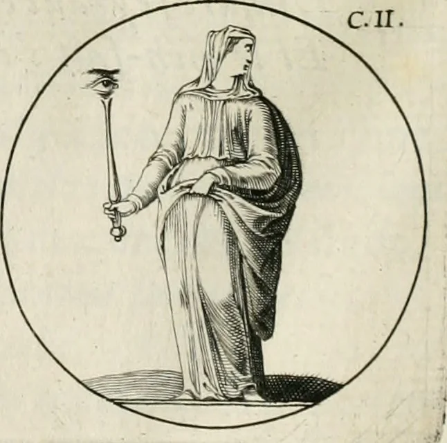An illustration from Iconologie, ov, explication novvelle : de plvsievrs images, emblemes, et avtres figvres hyerogliphiques des vertus, des vices, des arts, des sciences, des causes naturelles, des humeurs differentes, & des passions humaines : oevvre necessaire a tovte sorte d'esprits, et particvlierement a cevx qvi aspirent ..., 1636, leaf 171