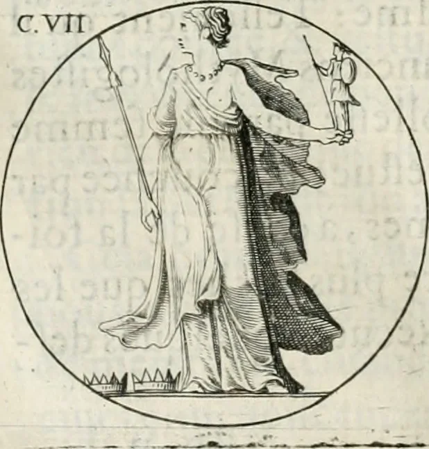 An illustration from Iconologie, ov, explication novvelle : de plvsievrs images, emblemes, et avtres figvres hyerogliphiques des vertus, des vices, des arts, des sciences, des causes naturelles, des humeurs differentes, & des passions humaines : oevvre necessaire a tovte sorte d'esprits, et particvlierement a cevx qvi aspirent ..., 1636, leaf 181