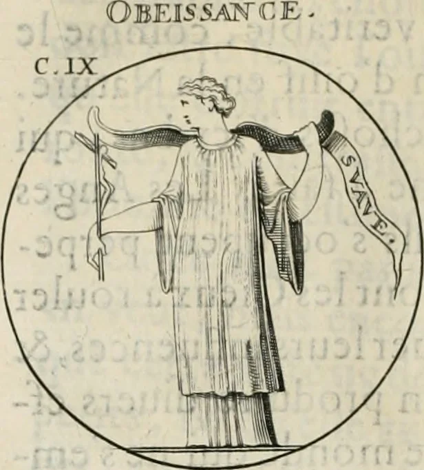 An illustration from Iconologie, ov, explication novvelle : de plvsievrs images, emblemes, et avtres figvres hyerogliphiques des vertus, des vices, des arts, des sciences, des causes naturelles, des humeurs differentes, & des passions humaines : oevvre necessaire a tovte sorte d'esprits, et particvlierement a cevx qvi aspirent ..., 1636, leaf 191