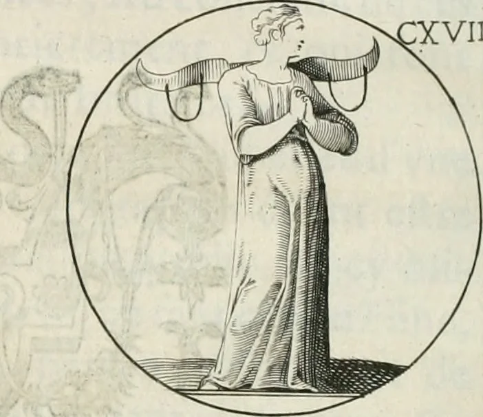 An illustration from Iconologie, ov, explication novvelle : de plvsievrs images, emblemes, et avtres figvres hyerogliphiques des vertus, des vices, des arts, des sciences, des causes naturelles, des humeurs differentes, & des passions humaines : oevvre necessaire a tovte sorte d'esprits, et particvlierement a cevx qvi aspirent ..., 1636, leaf 203