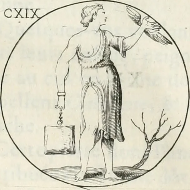 An illustration from Iconologie, ov, explication novvelle : de plvsievrs images, emblemes, et avtres figvres hyerogliphiques des vertus, des vices, des arts, des sciences, des causes naturelles, des humeurs differentes, & des passions humaines : oevvre necessaire a tovte sorte d'esprits, et particvlierement a cevx qvi aspirent ..., 1636, leaf 203