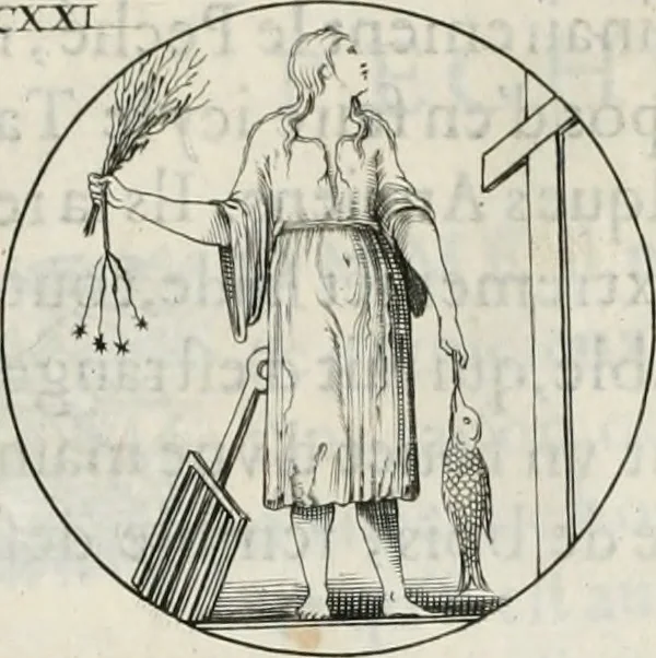 An illustration from Iconologie, ov, explication novvelle : de plvsievrs images, emblemes, et avtres figvres hyerogliphiques des vertus, des vices, des arts, des sciences, des causes naturelles, des humeurs differentes, & des passions humaines : oevvre necessaire a tovte sorte d'esprits, et particvlierement a cevx qvi aspirent ..., 1636, leaf 213