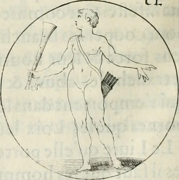 An illustration from Iconologie, ov, explication novvelle : de plvsievrs images, emblemes, et avtres figvres hyerogliphiques des vertus, des vices, des arts, des sciences, des causes naturelles, des humeurs differentes, & des passions humaines : oevvre necessaire a tovte sorte d'esprits, et particvlierement a cevx qvi aspirent ..., 1636, leaf 247