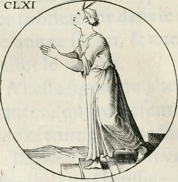 An illustration from Iconologie, ov, explication novvelle : de plvsievrs images, emblemes, et avtres figvres hyerogliphiques des vertus, des vices, des arts, des sciences, des causes naturelles, des humeurs differentes, & des passions humaines : oevvre necessaire a tovte sorte d'esprits, et particvlierement a cevx qvi aspirent ..., 1636, leaf 263