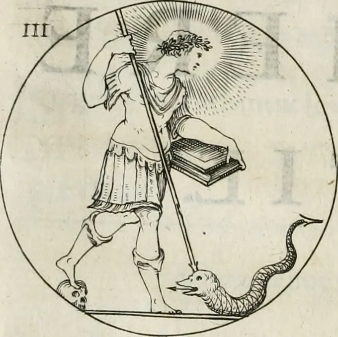 An illustration from Iconologie, ov, explication novvelle : de plvsievrs images, emblemes, et avtres figvres hyerogliphiques des vertus, des vices, des arts, des sciences, des causes naturelles, des humeurs differentes, & des passions humaines : oevvre necessaire a tovte sorte d'esprits, et particvlierement a cevx qvi aspirent ..., 1636, leaf 31