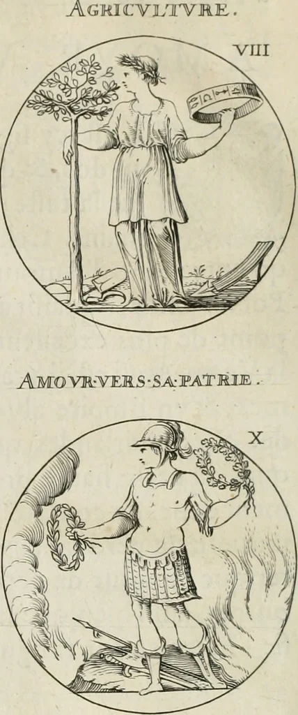 An illustration from Iconologie, ov, explication novvelle : de plvsievrs images, emblemes, et avtres figvres hyerogliphiques des vertus, des vices, des arts, des sciences, des causes naturelles, des humeurs differentes, & des passions humaines : oevvre necessaire a tovte sorte d'esprits, et particvlierement a cevx qvi aspirent ..., 1636, leaf 45