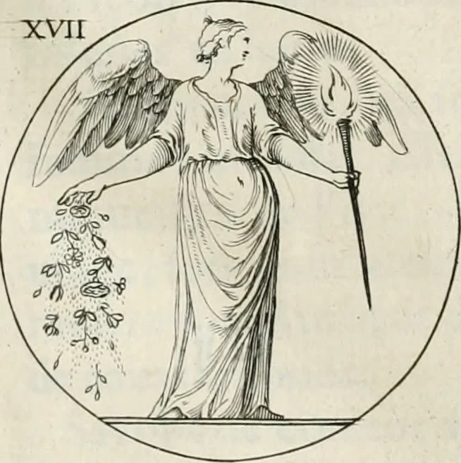 An illustration from Iconologie, ov, explication novvelle : de plvsievrs images, emblemes, et avtres figvres hyerogliphiques des vertus, des vices, des arts, des sciences, des causes naturelles, des humeurs differentes, & des passions humaines : oevvre necessaire a tovte sorte d'esprits, et particvlierement a cevx qvi aspirent ..., 1636, leaf 57