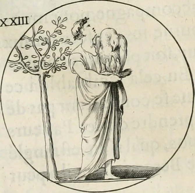 An illustration from Iconologie, ov, explication novvelle : de plvsievrs images, emblemes, et avtres figvres hyerogliphiques des vertus, des vices, des arts, des sciences, des causes naturelles, des humeurs differentes, & des passions humaines : oevvre necessaire a tovte sorte d'esprits, et particvlierement a cevx qvi aspirent ..., 1636, leaf 65
