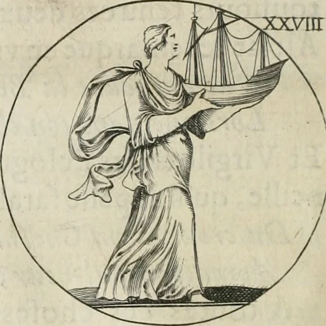An illustration from Iconologie, ov, explication novvelle : de plvsievrs images, emblemes, et avtres figvres hyerogliphiques des vertus, des vices, des arts, des sciences, des causes naturelles, des humeurs differentes, & des passions humaines : oevvre necessaire a tovte sorte d'esprits, et particvlierement a cevx qvi aspirent ..., 1636, leaf 75