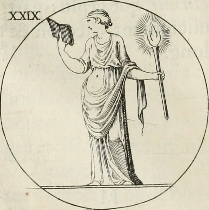 An illustration from Iconologie, ov, explication novvelle : de plvsievrs images, emblemes, et avtres figvres hyerogliphiques des vertus, des vices, des arts, des sciences, des causes naturelles, des humeurs differentes, & des passions humaines : oevvre necessaire a tovte sorte d'esprits, et particvlierement a cevx qvi aspirent ..., 1636, leaf 75