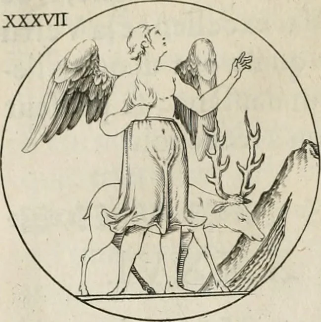 An illustration from Iconologie, ov, explication novvelle : de plvsievrs images, emblemes, et avtres figvres hyerogliphiques des vertus, des vices, des arts, des sciences, des causes naturelles, des humeurs differentes, & des passions humaines : oevvre necessaire a tovte sorte d'esprits, et particvlierement a cevx qvi aspirent ..., 1636, leaf 89