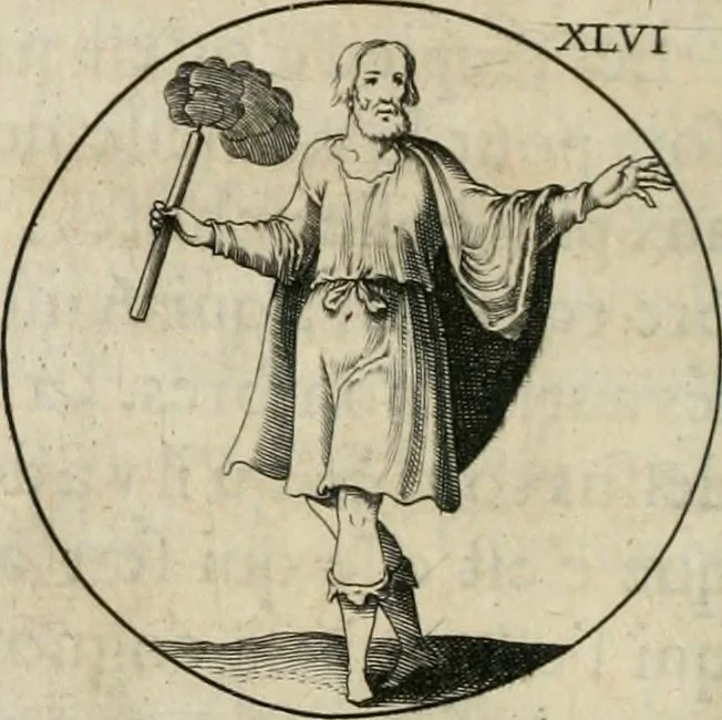 An illustration from Iconologie, ov, explication novvelle : de plvsievrs images, emblemes, et avtres figvres hyerogliphiques des vertus, des vices, des arts, des sciences, des causes naturelles, des humeurs differentes, & des passions humaines : oevvre necessaire a tovte sorte d'esprits, et particvlierement a cevx qvi aspirent ..., 1636, leaf 97