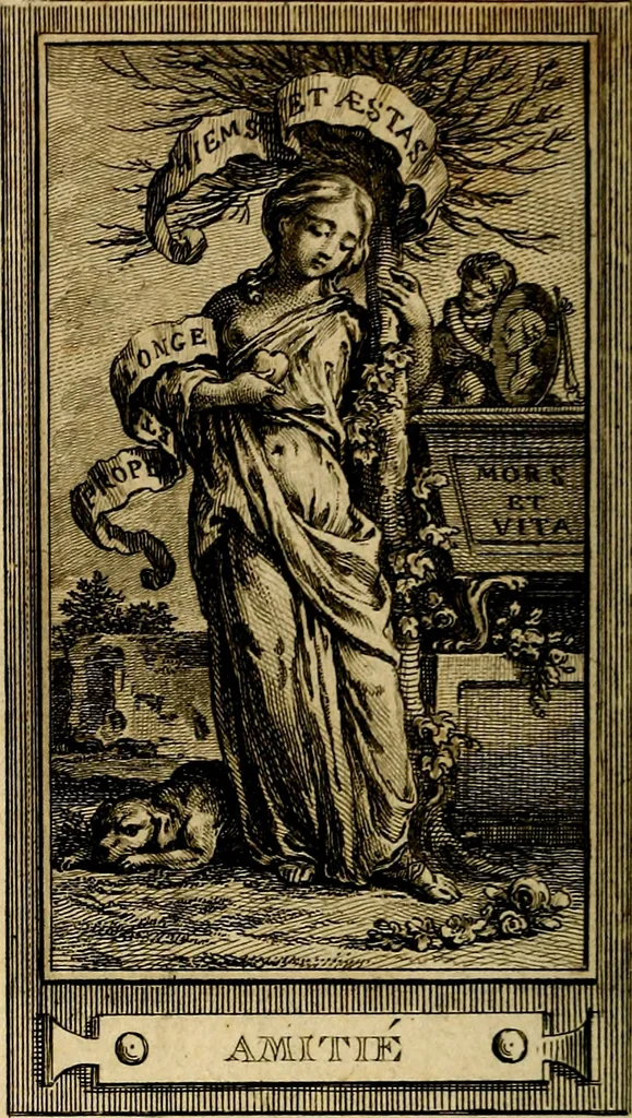 An illustration from Iconologie par figures; ou, Traité complet des allégories, emblêmes, etc. Ouvrage utile aux artistes, aux amateurs, et peuvent servir à l'éducation des jeunes personnes, 1791, leaf 71