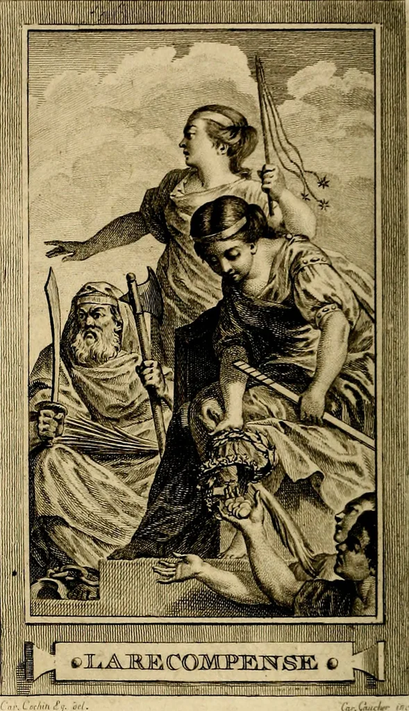 An illustration from Iconologie par figures; ou, Traité complet des allégories, emblêmes, etc. Ouvrage utile aux artistes, aux amateurs, et peuvent servir à l'éducation des jeunes personnes, 1791, leaf 107
