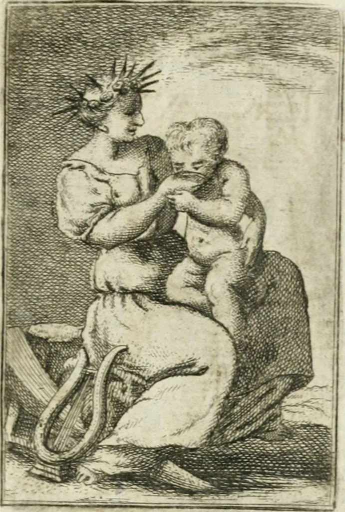 An illustration from Iconologie, tirée de divers auteurs : ouvrage utile aux gens de lettres, aux poëtes, aux artistes, & généralement à tous les amateurs des beaux-arts, 1766, leaf 202