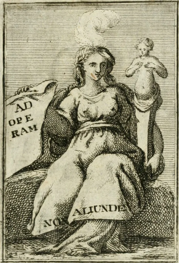 An illustration from Iconologie, tirée de divers auteurs : ouvrage utile aux gens de lettres, aux poëtes, aux artistes, & généralement à tous les amateurs des beaux-arts, 1766, leaf 142