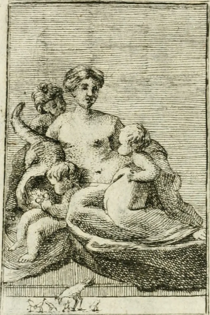 An illustration from Iconologie, tirée de divers auteurs : ouvrage utile aux gens de lettres, aux poëtes, aux artistes, & généralement à tous les amateurs des beaux-arts, 1766, leaf 9
