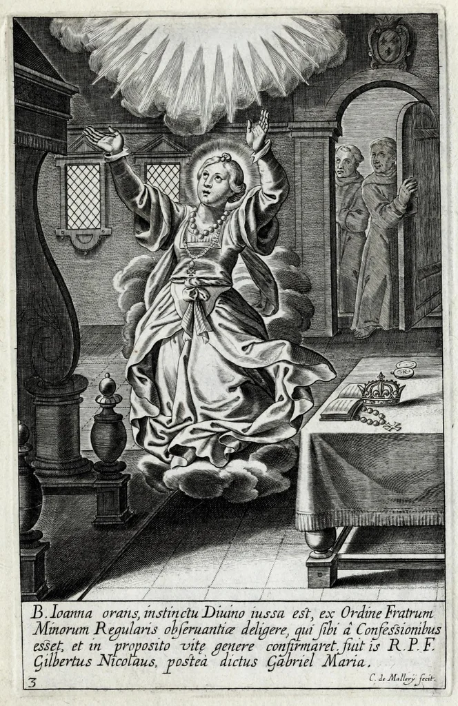 An illustration from Icvncvlae beatae Ioannae francorvm reginae, ordinis B. Mariae fundatricis, vitam, sanctitatem, miracula, mortem in parte repraesentantes, 1618, leaf 11