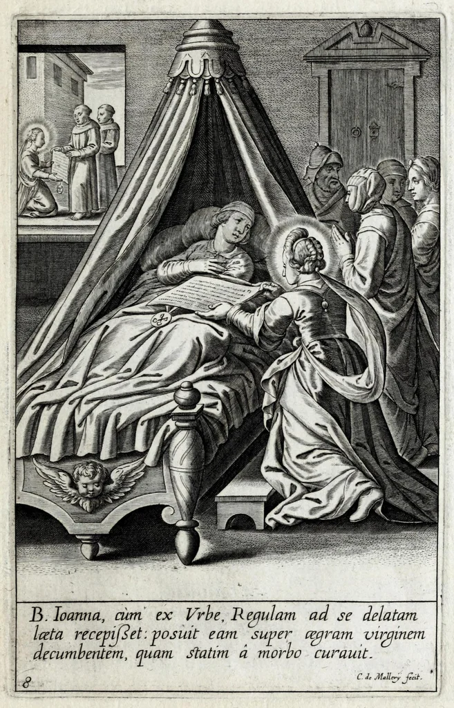 An illustration from Icvncvlae beatae Ioannae francorvm reginae, ordinis B. Mariae fundatricis, vitam, sanctitatem, miracula, mortem in parte repraesentantes, 1618, leaf 23
