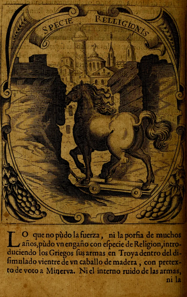 An illustration from Idea de un principe politico christiano, representada en cien empresas : dedicada al principe de las Españas nuestro señor, 1655, leaf 217