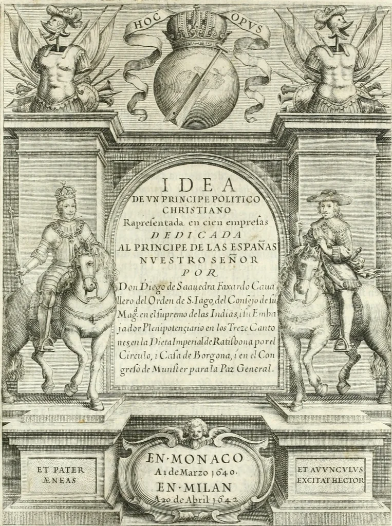 An illustration from Idea de vn principe politico christiano, rapresentada en cien empresas, 1642, leaf 4