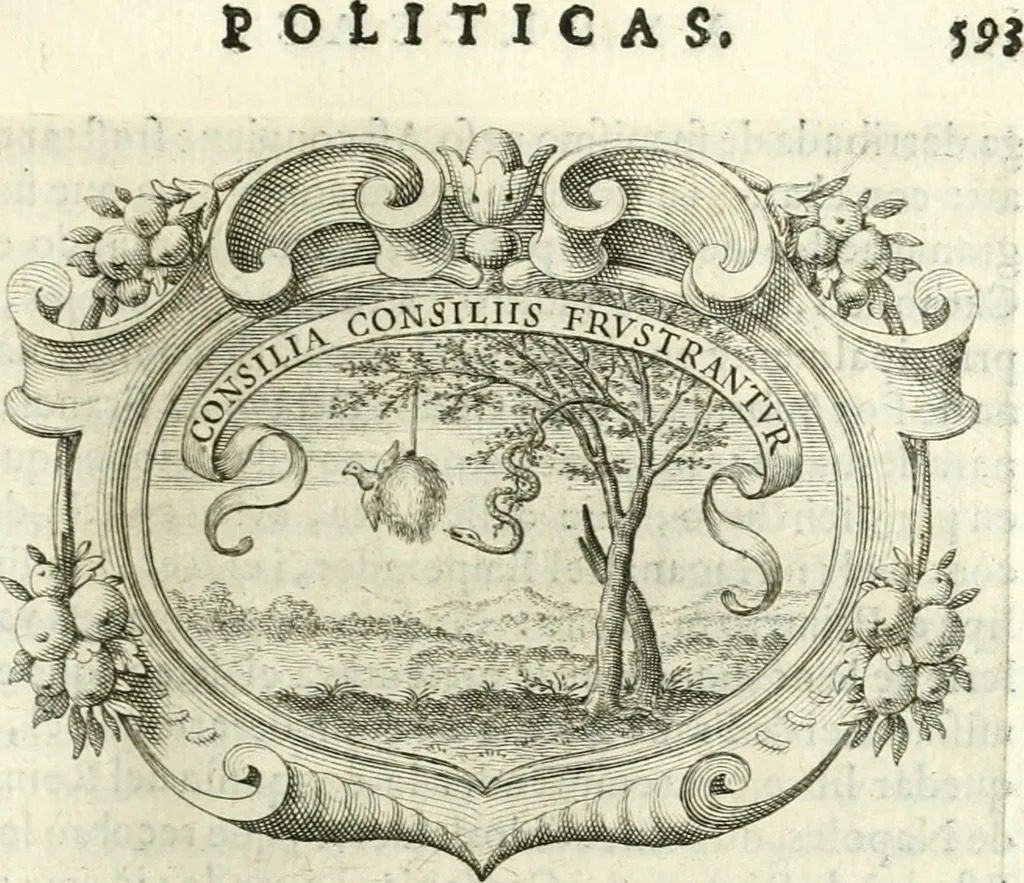 An illustration from Idea de vn principe politico christiano, rapresentada en cien empresas, 1642, leaf 616