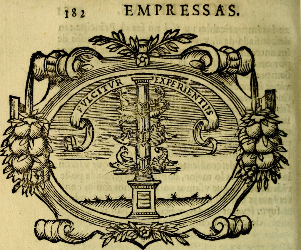 An illustration from Idea de vn principe politico christiano : representada en cien empressas. Va enmendada en esta sexta impression de todos los yerros que avia en las otras ..., 1675, leaf 199