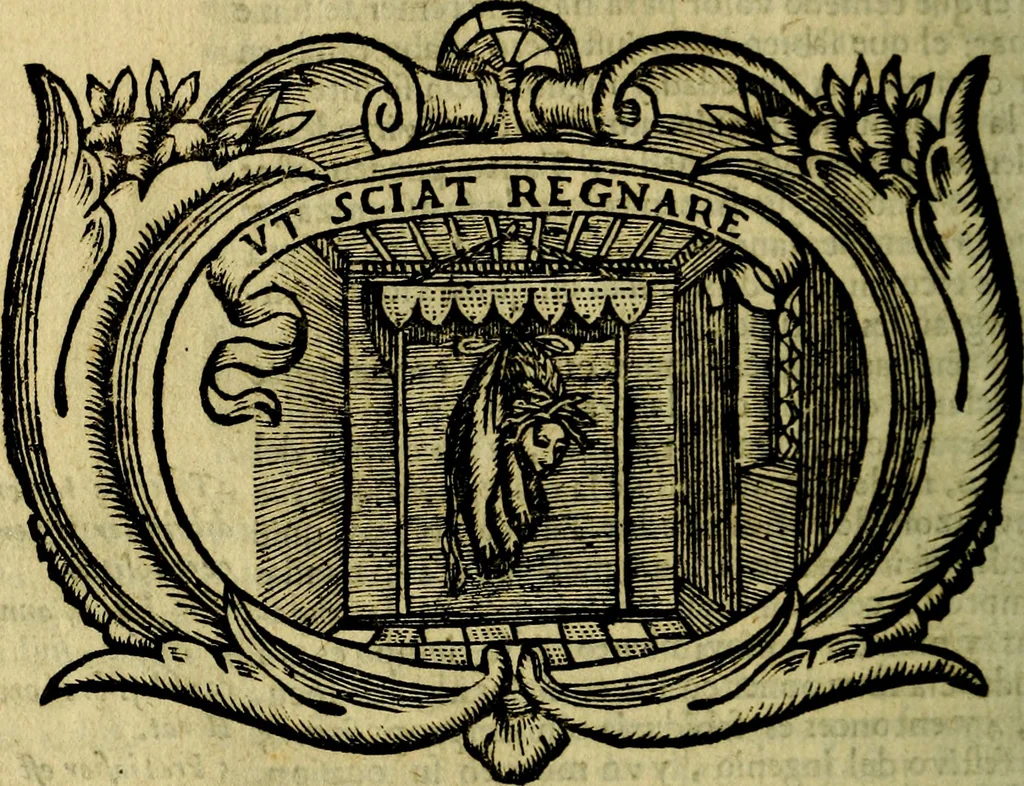 An illustration from Idea de vn principe politico christiano : representada en cien empressas. Va enmendada en esta sexta impression de todos los yerros que avia en las otras ..., 1675, leaf 279